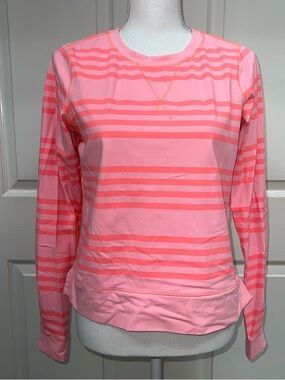 Lululemon Run: Warm Up Crew in Ocean Stripe Bleached Coral / Pop Orange Size 6